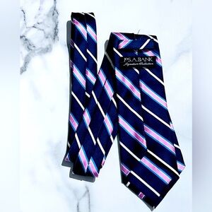 Jos. A. Bank Signature Collection Men's Tie 100% Silk Blue & Pink 3 Inch Classic
